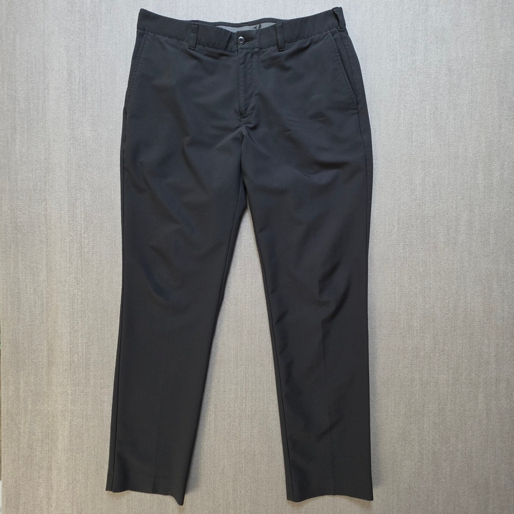 Grand Slam Golf Pants Mens 34x32 Black Performance Flat Front Trousers